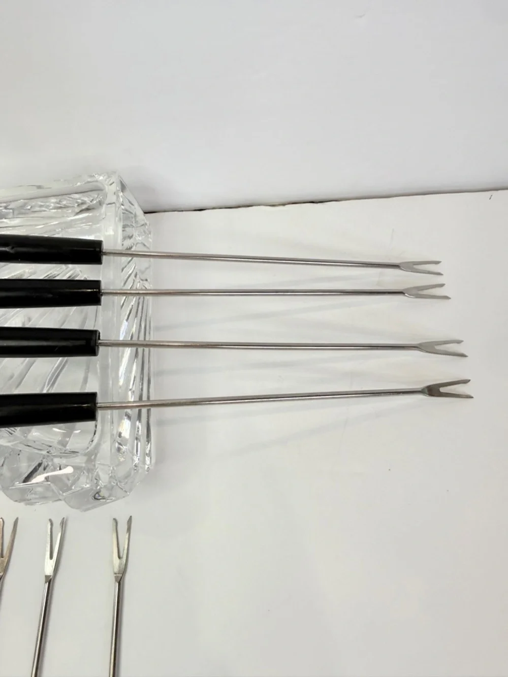 9” 🔥 Vintage Fondue Fork Set 8pc Long Handle Skewers Retro Entertaining